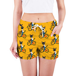 Шорты женские Котики на велосипедах, цвет: 3D-принт — фото 2