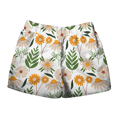 Женские шорты Цветы и листья / 3D-принт – фото 2
