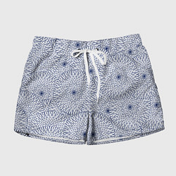 Шорты женские БЕЛЫЕ ХРИЗАНТЕМЫ ПАТТЕРН, цвет: 3D-принт