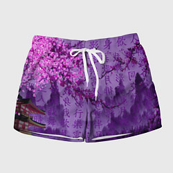 Шорты женские Фиолетовый китай, цвет: 3D-принт