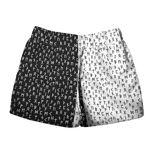 Женские шорты Руны чёрно-белое / 3D-принт – фото 2