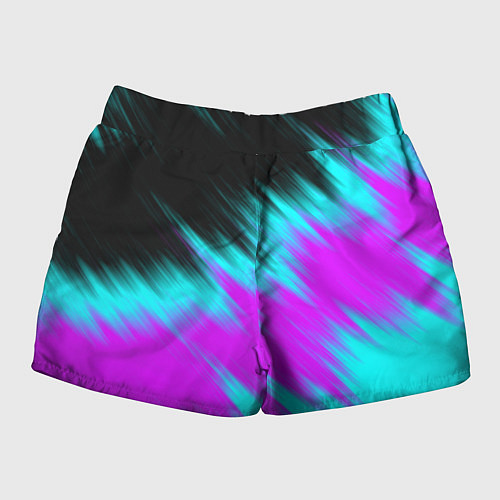 Женские шорты НЕОНОВЫЕ ПОЛОСЫ И НИЧЕГО ЛИШНЕГО NEON STRIPES / 3D-принт – фото 2
