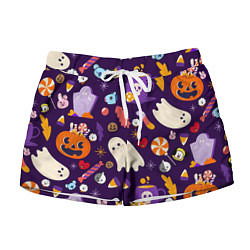 Шорты женские HALLOWEEN BTS BT21 PATTERN БТ21 БТС ХЕЛЛОУИН, цвет: 3D-принт