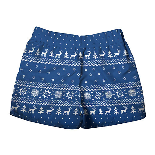 Женские шорты СИНИЙ СВИТЕР С ОЛЕНЯМИ, НОВЫЙ ГОД 2022 / 3D-принт – фото 2