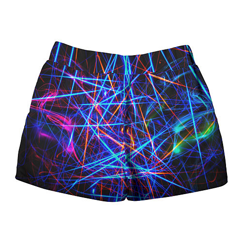 Женские шорты NEON LINES Glowing Lines Effect / 3D-принт – фото 2