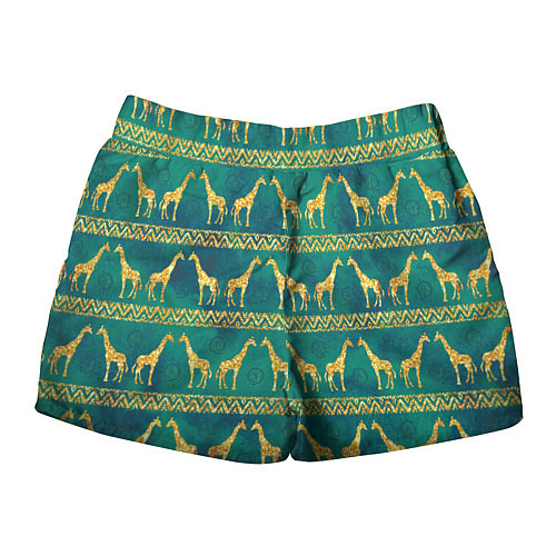 Женские шорты Золотые жирафы паттерн / 3D-принт – фото 2