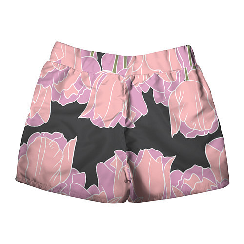 Женские шорты Розовые цветы-кристаллы / 3D-принт – фото 2