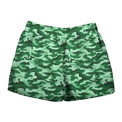 Женские шорты Зеленый монохромный камуфляж / 3D-принт – фото 2