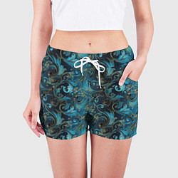 Шорты женские Blue Abstract Узоры, цвет: 3D-принт — фото 2
