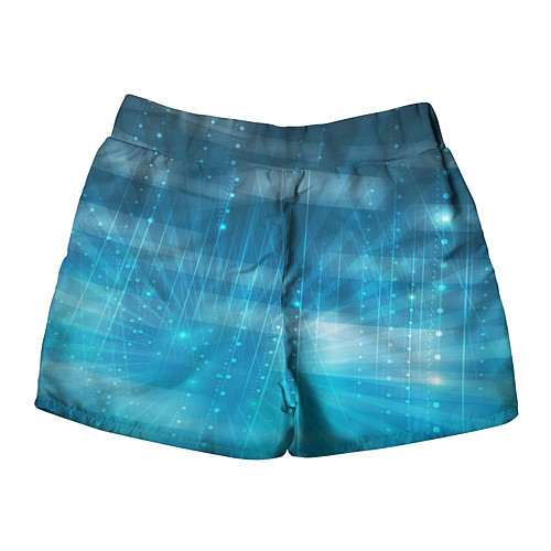 Женские шорты Линии на голубом фоне / 3D-принт – фото 2