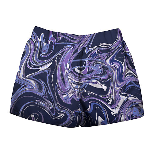 Женские шорты Фиолетовая магия Абстракция с мраморными разводами / 3D-принт – фото 2