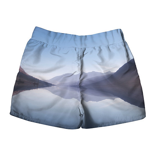 Женские шорты Горы Озеро Туман / 3D-принт – фото 2