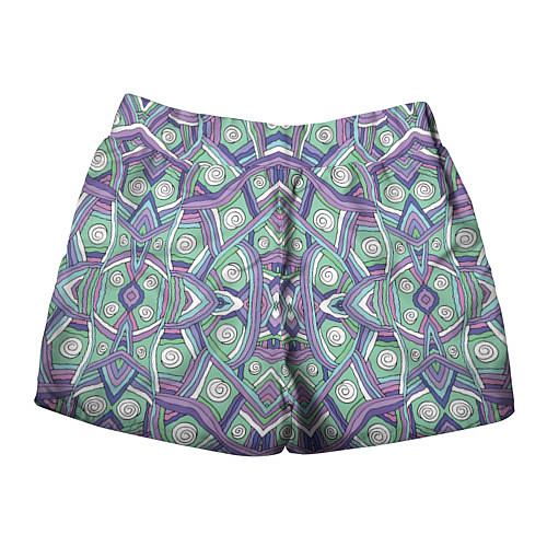 Женские шорты Абстрактный разноцветный принт в дудл стиле / 3D-принт – фото 2