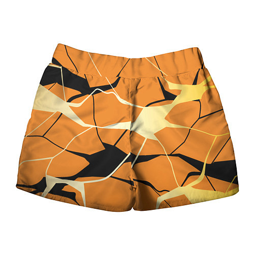 Женские шорты Абстрактные полосы на оранжевом фоне / 3D-принт – фото 2