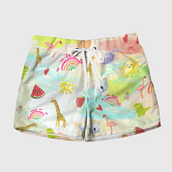 Шорты женские Красочные животные, цвет: 3D-принт