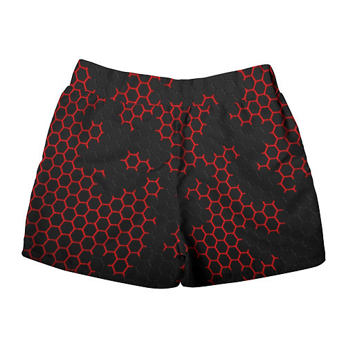 Женские шорты НАНОКОСТЮМ Black and Red Hexagon Гексагоны / 3D-принт – фото 2