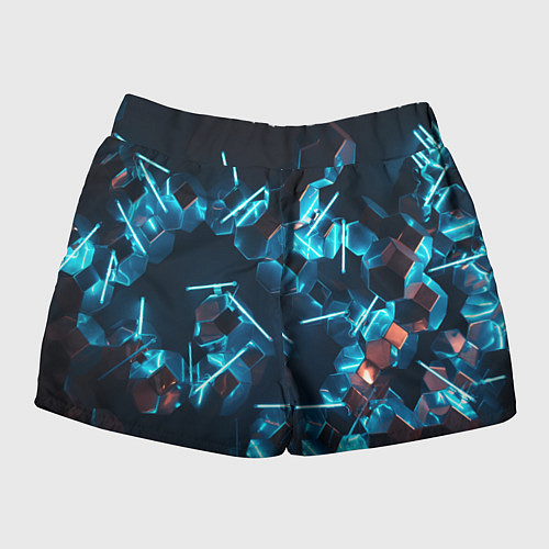 Женские шорты Неоновые фигуры с лазерами - Голубой / 3D-принт – фото 2