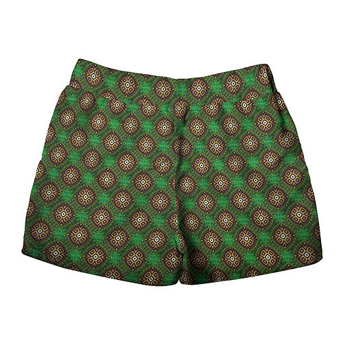 Женские шорты Коричневые круги на зеленом фоне / 3D-принт – фото 2