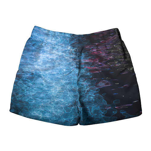 Женские шорты Неоновые волны на воде - Синий / 3D-принт – фото 2