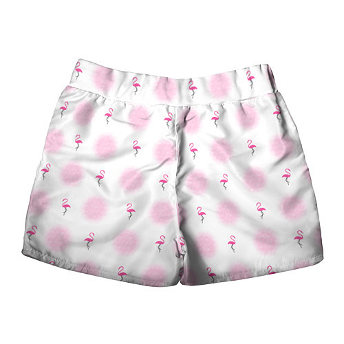 Женские шорты Фламинго и круги на белом фоне / 3D-принт – фото 2