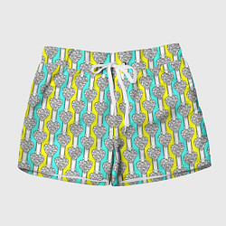 Шорты женские Striped multicolored pattern with hearts, цвет: 3D-принт
