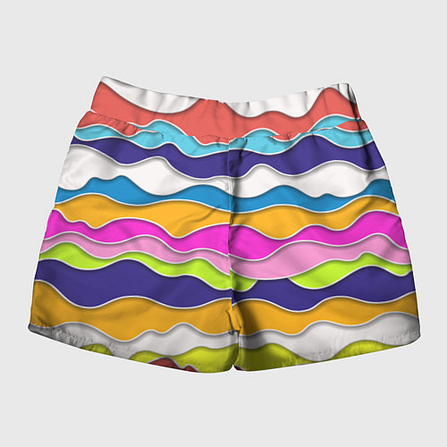 Женские шорты Разноцветные волны Летний паттерн / 3D-принт – фото 2