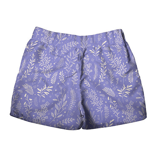 Женские шорты Цветы и Листья На Фиолетовом Фоне / 3D-принт – фото 2