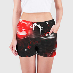 Шорты женские SCI-FI GLITCH - КРАСНЫЙ ГЛИТЧ, цвет: 3D-принт — фото 2