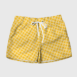 Женские шорты Белые крестики на желтом фоне