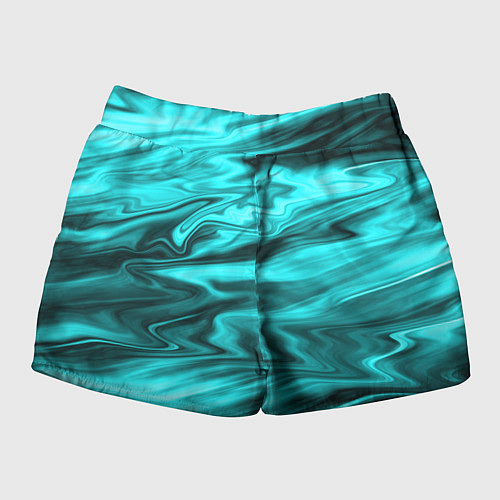 Женские шорты Неоновый бирюзовый мраморный узор / 3D-принт – фото 2
