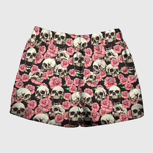 Женские шорты Розы с черепами / 3D-принт – фото 2