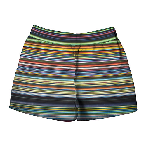 Женские шорты Абстрактное множество разноцветных линий / 3D-принт – фото 2