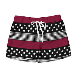 Шорты женские Burgundy black striped pattern, цвет: 3D-принт