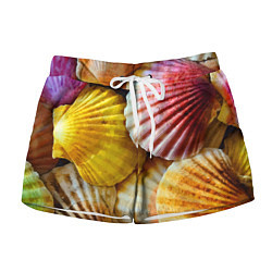 Шорты женские Разноцветные створки океанских раковин, цвет: 3D-принт