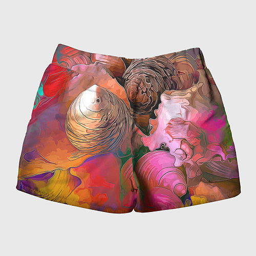 Женские шорты Стилизованная композиция из океанских ракушек / 3D-принт – фото 2