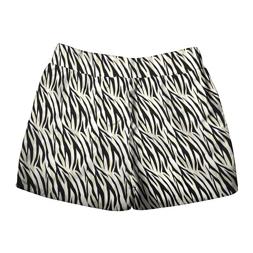 Женские шорты Тигровый полосатый узор-черные, бежевые полосы на / 3D-принт – фото 2