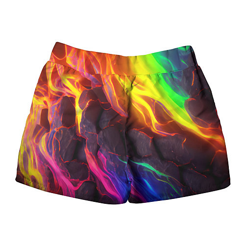 Женские шорты Neon rainbow lava / 3D-принт – фото 2