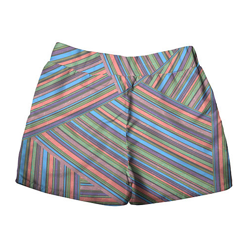 Женские шорты Яркие, хаотично расположенные полосы / 3D-принт – фото 2