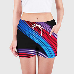 Шорты женские Красные и голубые абстрактные линии, цвет: 3D-принт — фото 2
