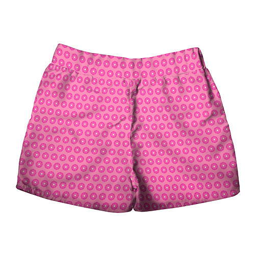 Женские шорты Розовые цветочки - паттерн из ромашек / 3D-принт – фото 2