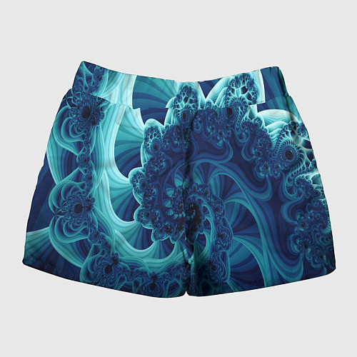 Женские шорты Закрученный синий фрактал / 3D-принт – фото 2