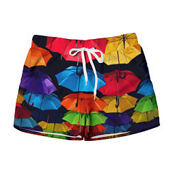 Шорты женские Разноцветные зонтики - композиция, цвет: 3D-принт