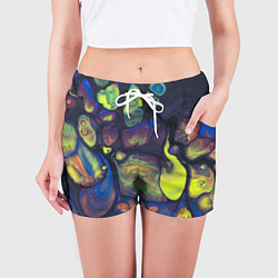Шорты женские Неоновые светящиеся камни, цвет: 3D-принт — фото 2
