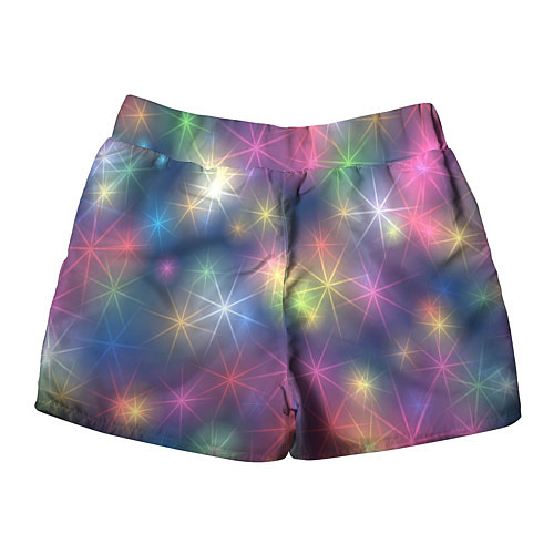 Женские шорты Разноцветные неоновые блики / 3D-принт – фото 2