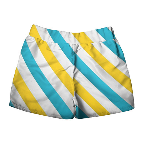 Женские шорты Желтые и синие полосы / 3D-принт – фото 2