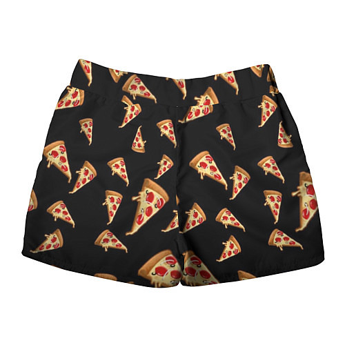 Женские шорты Куски пиццы на черном фоне / 3D-принт – фото 2