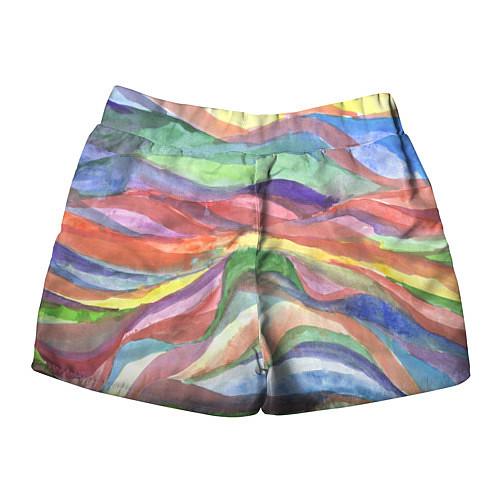 Женские шорты Красочные волны акварель / 3D-принт – фото 2