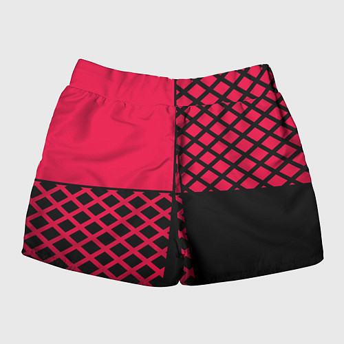 Женские шорты Черно-красный геометрический узор / 3D-принт – фото 2