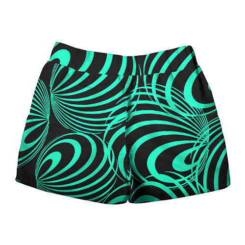 Женские шорты Зелёные полоски / 3D-принт – фото 2