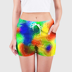 Шорты женские Разноцветная абстрактная композиция, цвет: 3D-принт — фото 2